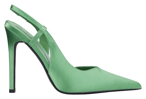 High-Heeled Slingback Court Shoes In Green Satin, £40