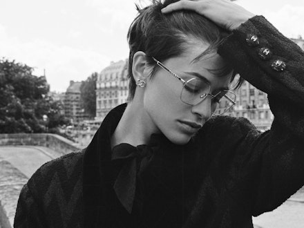 A model wearing a pair of glasses from Chanel A model wearing a pair of glasses from Chanel