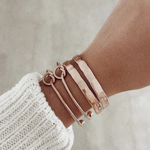 Pink Gold Combo of 4 Bracelets / Rose Gold Statement Cuff Bracelet Set / Pink Gold Plated Brass / Stacked Bracelets / Layered Bracelets Sex Education Season 3