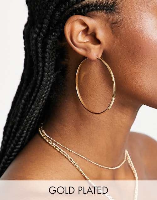 ASOS DESIGN 14k gold plated 60mm hinge hoop earring Sex Education Season 1