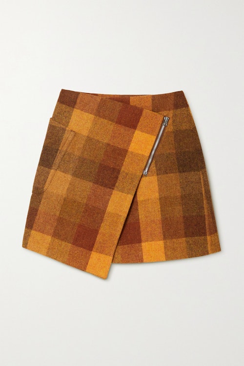 Acne Studios, Asymmetric checked wool mini wrap skirt, £420