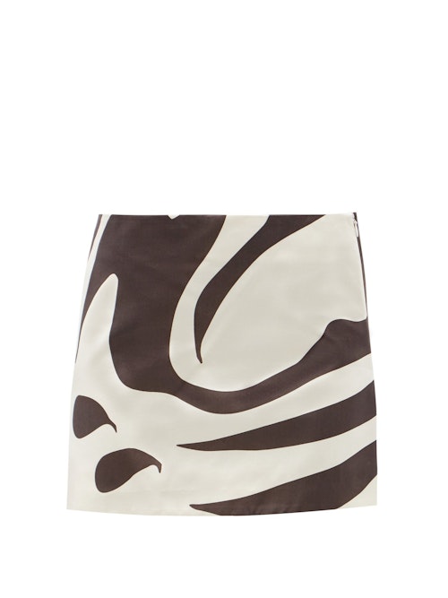 Maximilian, High-rise printed silk-satin mini skirt, £565