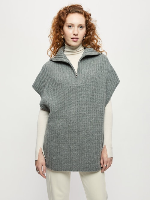 Merino Rib Knit Poncho, £150
