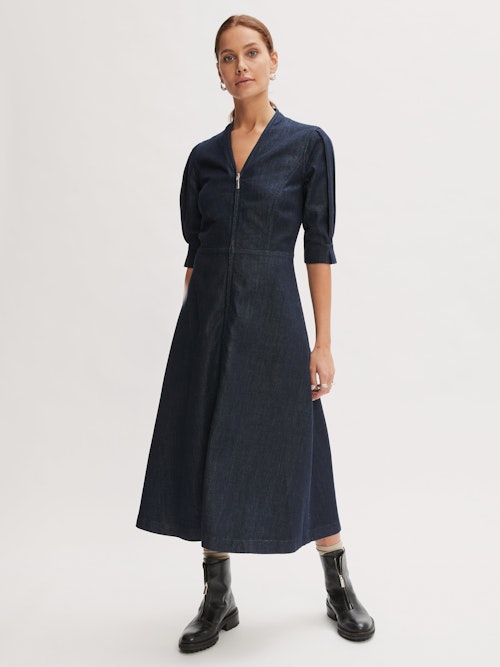 Denim Zip-Front Midi Dress, £145