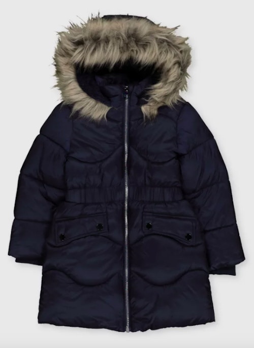 Tu, Navy Padded Jacket With Faux-Fur Trim Hood (3-14 Years), From £26