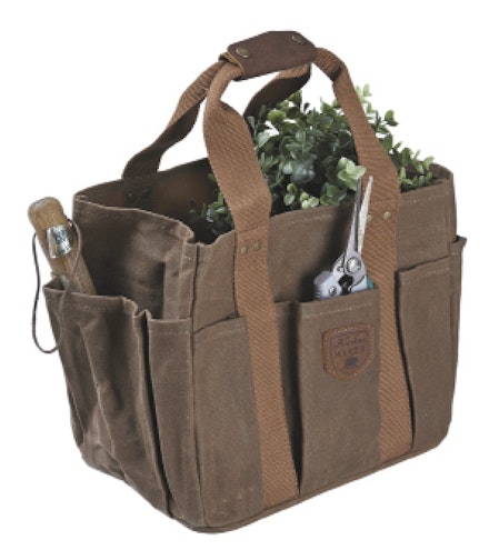 Waxed canvas gardening bag £79 Life of Riley 01799 551813; www.lifeofrileyonline.co.uk Waxed canvas gardening bag £79 Life of Riley 01799 551813; www.lifeofrileyonline.co.uk