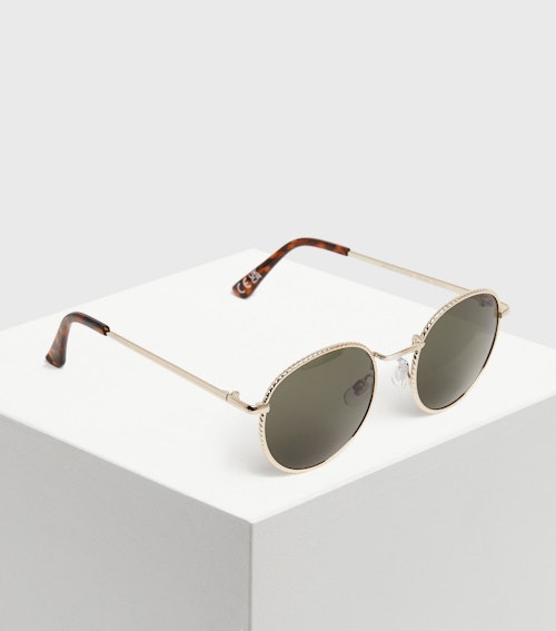 Girls Green Etched Frame Round Sunglasses