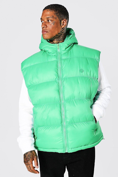 Oversized Man Hanfilled Curved Hem Gilet
