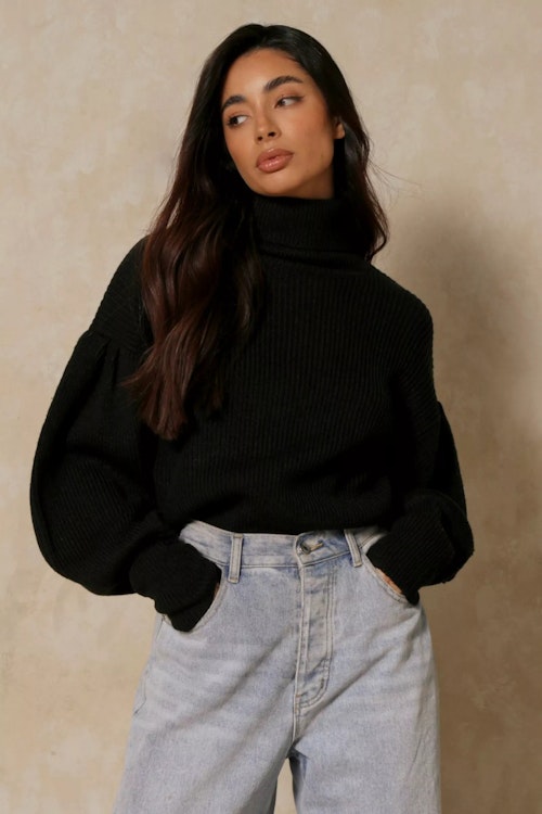 MissPap Balloon Sleeve Roll Neck Jumper