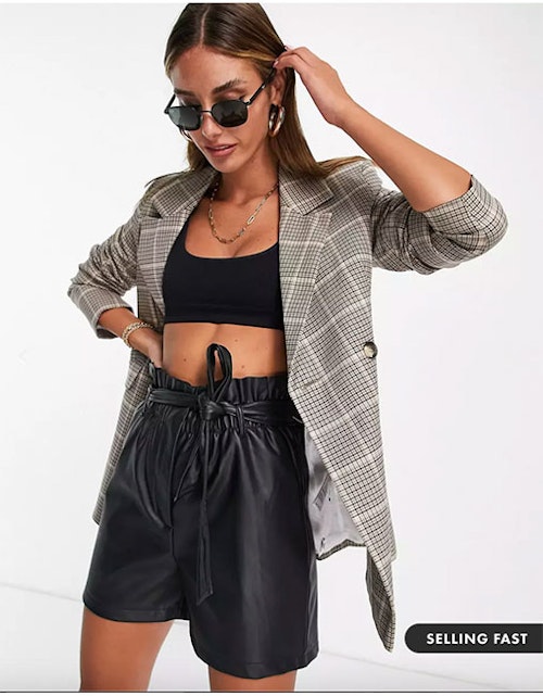 Topshop checkered blazer in monochrome