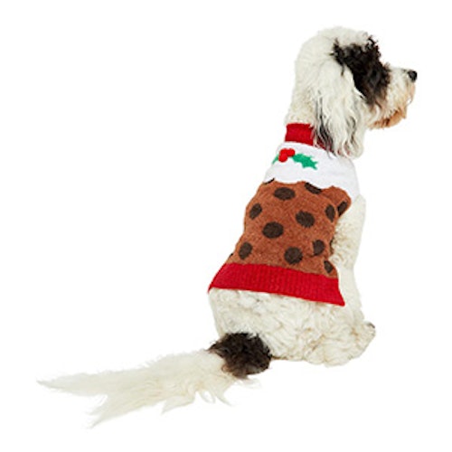 Pets at Home Christmas Pudding Dog Jumper Brown