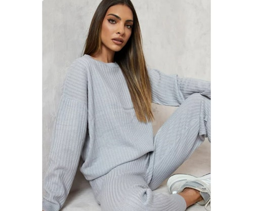 Slouchy Rib Knitted Tracksuit
