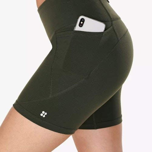 Sweaty Betty Power 6" Biker Shorts, Dark Forest Green