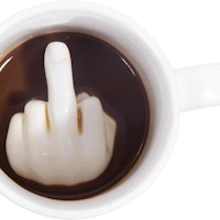 Thumbs Up Up Yours Mug, Ceramic, White, 8 Count