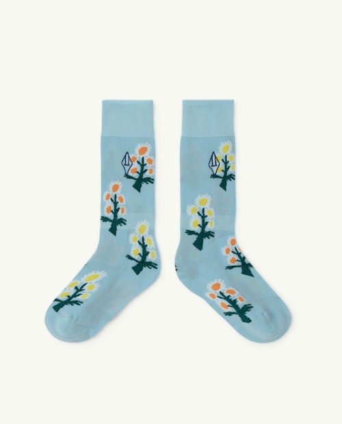 The Animals Observatory, Soft Blue Logo Hen Socks, £16.84