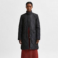 Femme Quilted High Neck Longline Coat