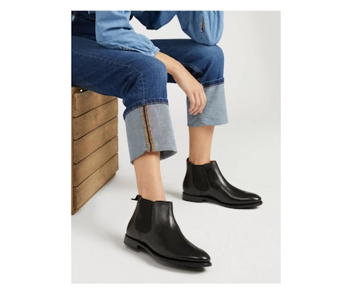 Leather Chelsea Flat Ankle Boots