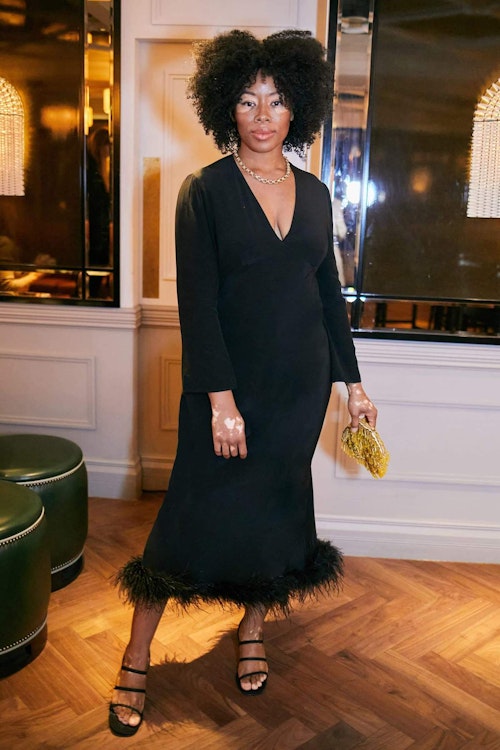 Rixo, Black Dress with Feathers, £305