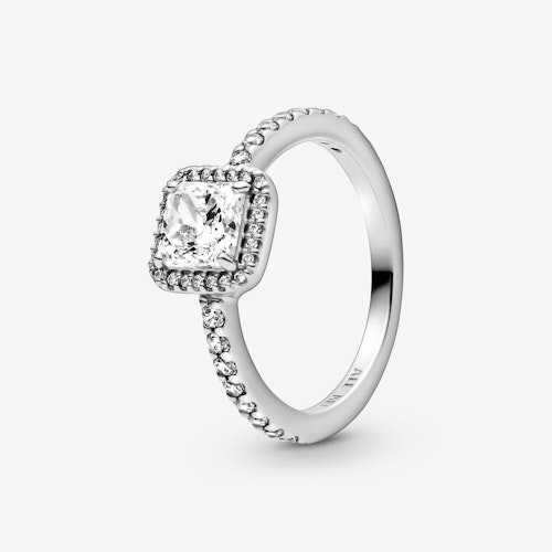 Pandora Square Sparkle Halo Ring