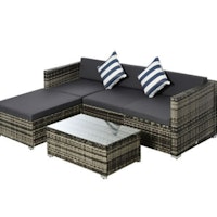 Outsunny 5 Pcs Rattan Outdoor Sofa Seat Set Wicker w/ Cushions Patio Garden