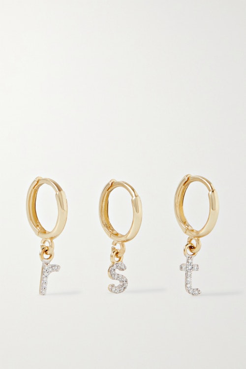 Stone And Strand, Initial Gold Diamond Earring, £155