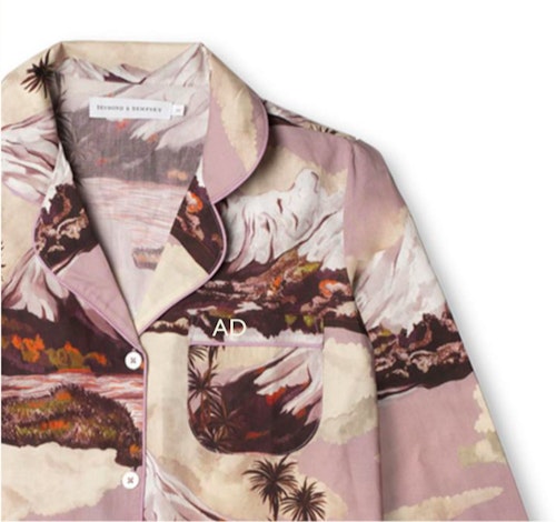 Desmond & Dempsey, South Island Print Cream/Lavender, £120