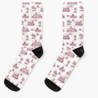 Burgundy Downton Abbey Inspired Toile Socks