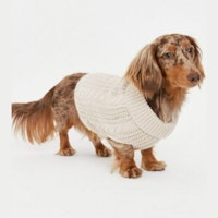 Stone High Neck Cable Knit Dog Jumper