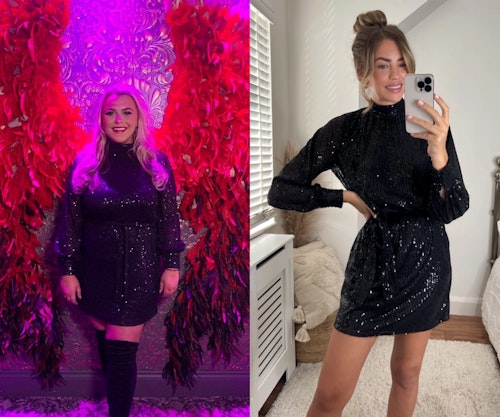 Saffron's black sequin dress