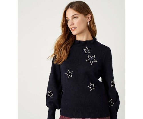Velvet Star Sequin Jumper Blue