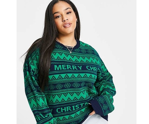 ASOS DESIGN Curve Foundation Christmas jumper in fairisle pattern