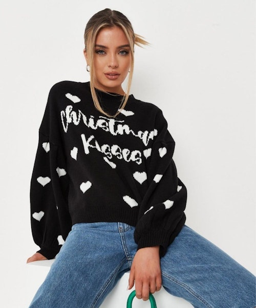 Black Christmas Kisses Jumper