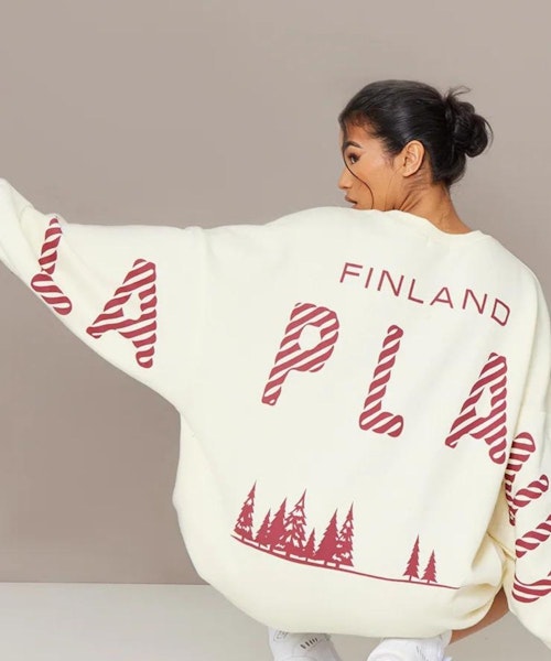 Recycled Cream Lapland Slogan Sweat Jumper Dress