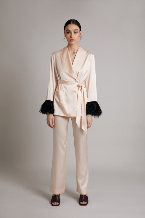 Cosheroom, Beige Shirt Set In Nude Silk, £520