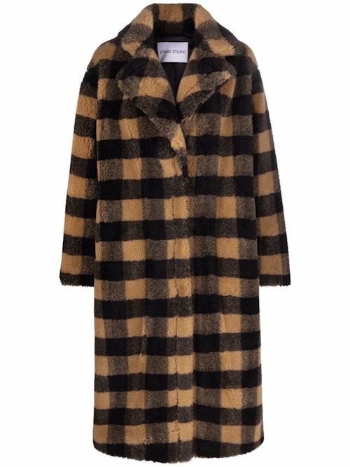 Stand Studio, Maria Checked Faux-fur Coat, WAS £556 NOW £389
