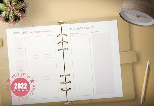 New Year Resolution Planner 2022 Digital PDF