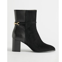 Buckled Suede Leather Heeled Boots