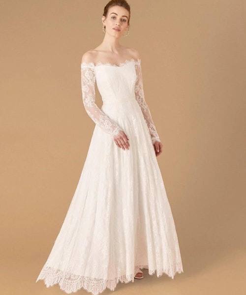 Cecily Bridal Bardot Lace Maxi Dress Ivory