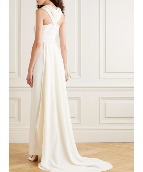 Talbot Runhof Draped Crepe Jumpsuit
