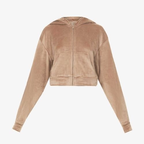 SKIMS Velour zip-up stretch-velour hoody