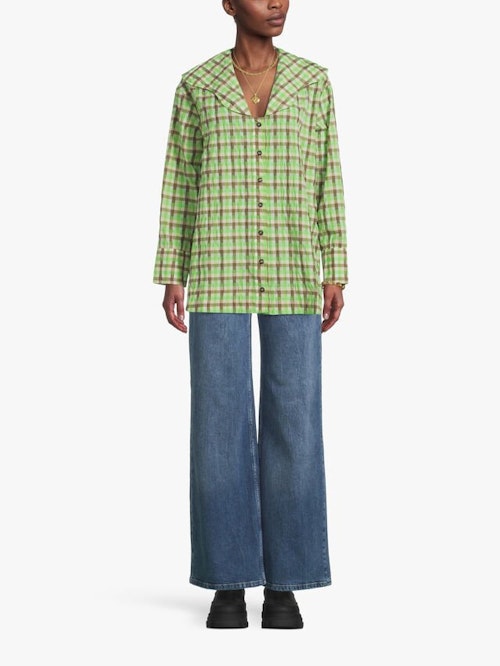 Ganni, Seersucker Check Shirt, WAS £175 NOW £87.50