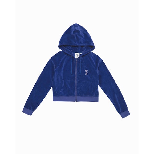 Les Girls Les Boys, Velour Zip Up Shrunken Hoodie Spectrum Blue, WAS £80 NOW £56