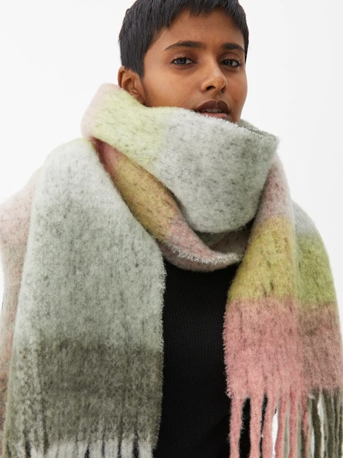 Arket, Check-Pattern Wool Scarf,