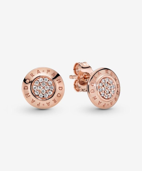 Sparkling Pandora Logo Stud Earrings