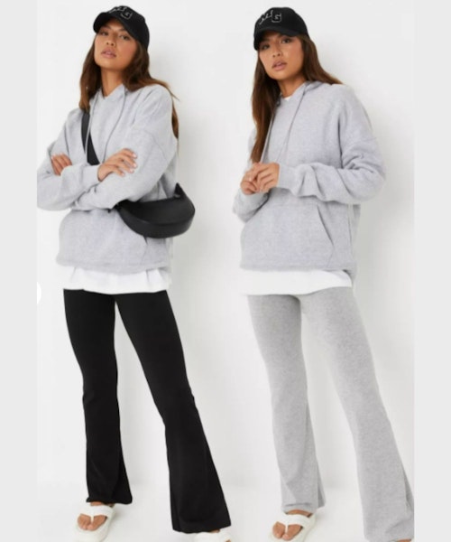 Black And Grey Jersey Flared Trousers 2 Pack