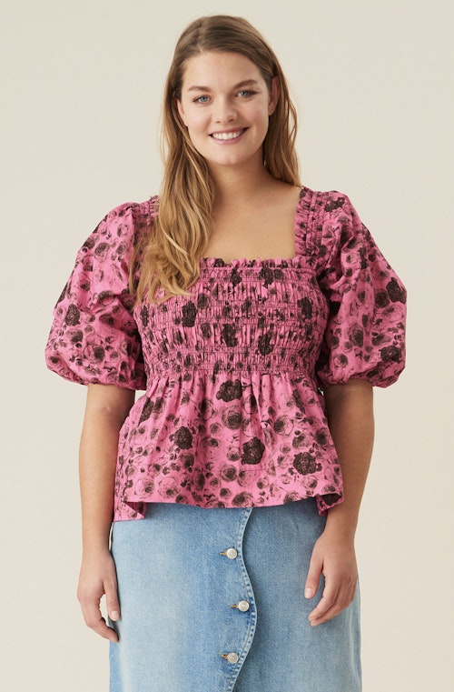 Cotton Poplin Shirred Blouse, WAS £155 NOW £93