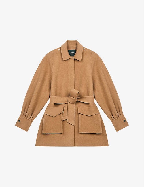 Maje, Galicol Patch-Pocket Wool Belted Coat, WAS £459 NOW £275.40