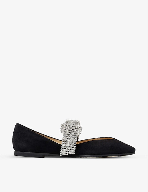 Jimmy Choo, Krista Crystal-Embellished Suede Ballerina Flats, WAS £795 NOW £477