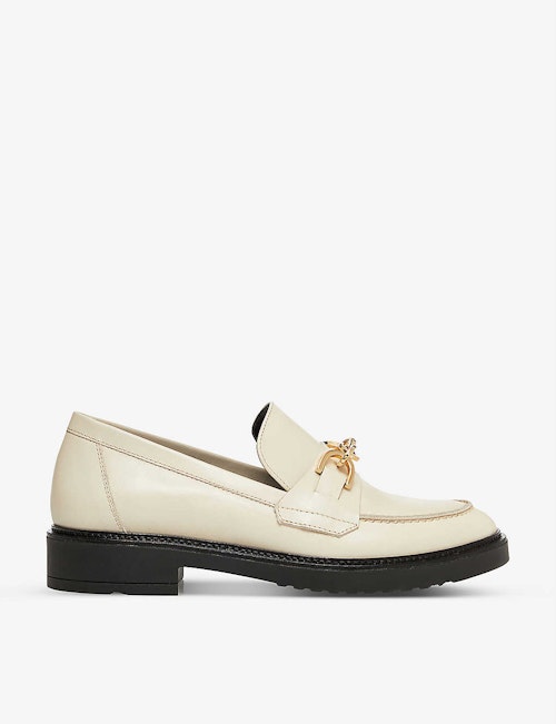 Dune, Gisella Chain-Trimmed Leather Loafers, WAS £120 NOW £48