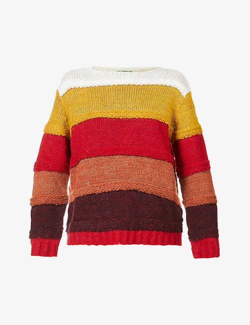 Benetton, Striped Round-Neck Knitted Jumper, WAS £70 NOW £56